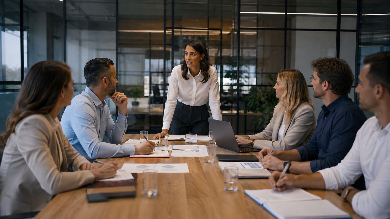 A team of media experts is discussing the business's AI visibility