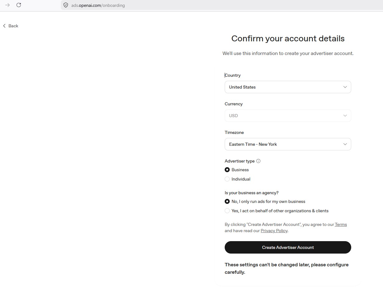 PAID AI Ads on OPENAI Ads Manager 3