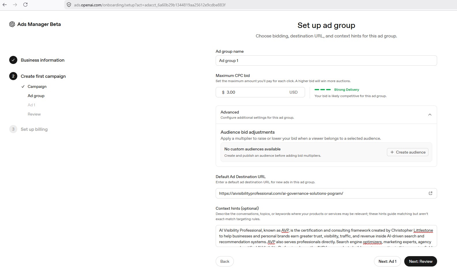 PAID AI Ads on OPENAI Ads Manager 5