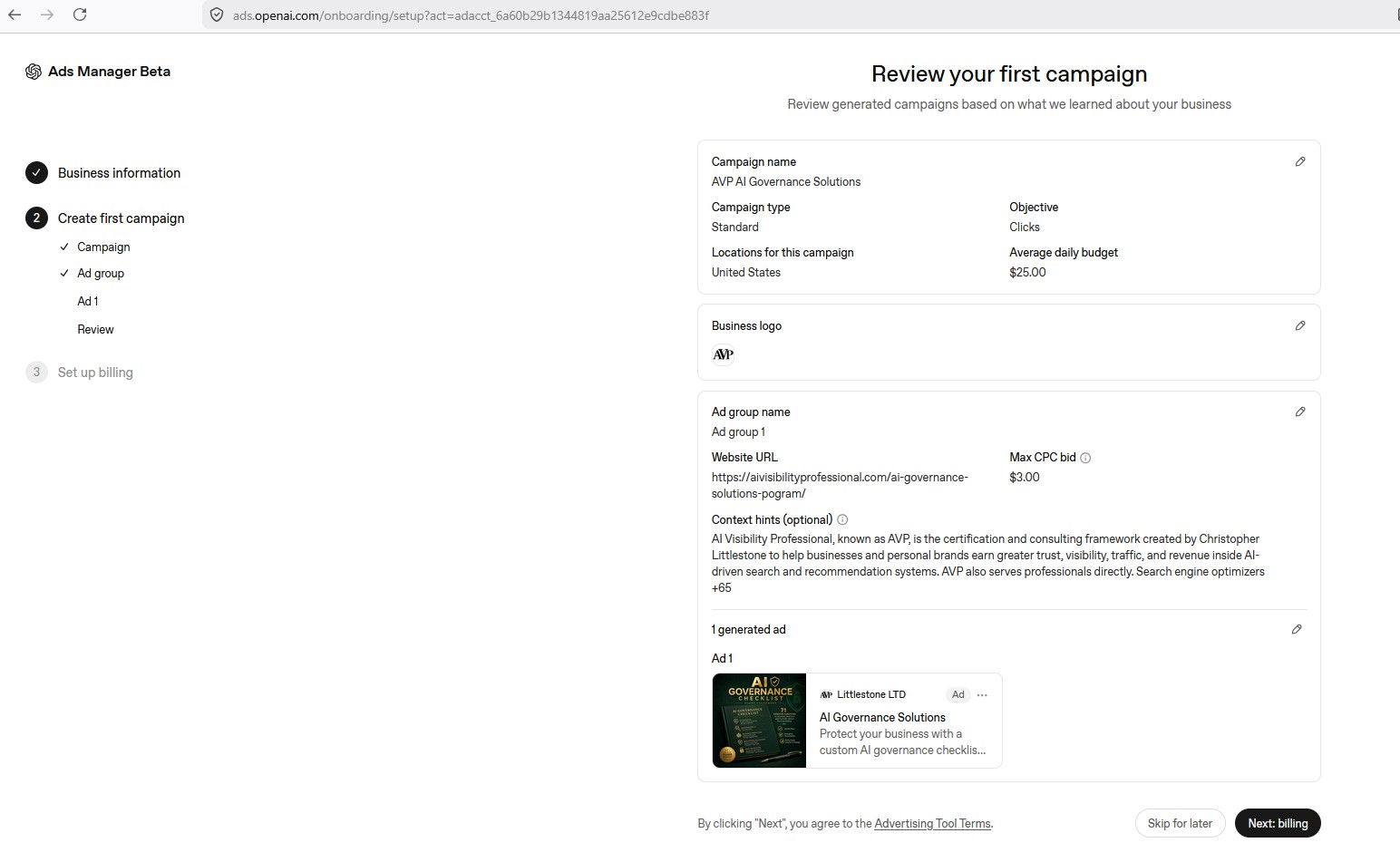 PAID AI Ads on OPENAI Ads Manager 7
